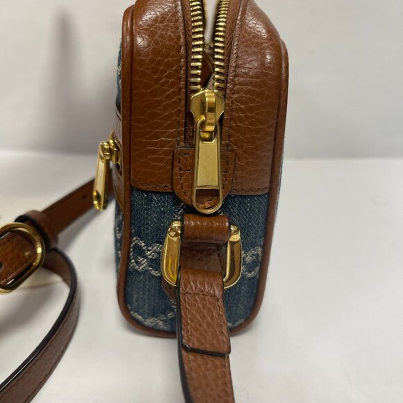 Gucci Ophidia Denim GG Monogram w/ Calfskin Leather Shoulder Bag - Preowned - Picture 6 of 15